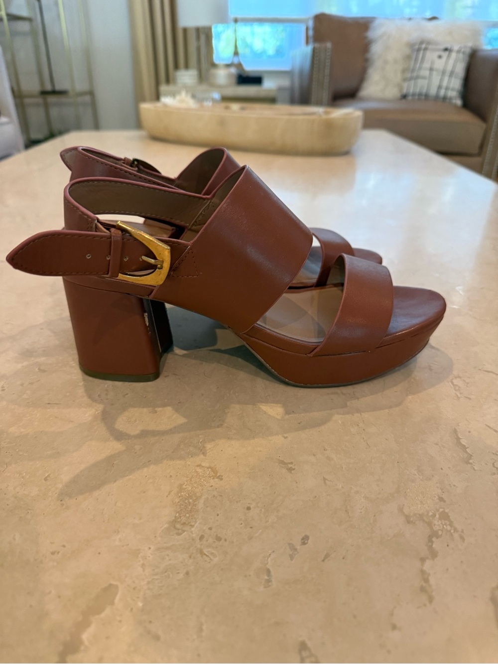 Aerosoles Camilla Faux Leather Slingback Platform Sandals 7.5 M